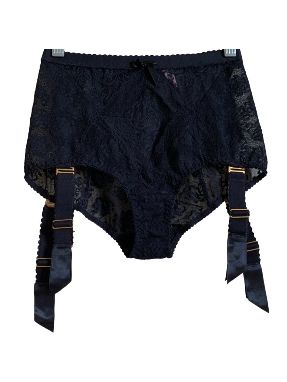 NWOT AGENT PROVOCATEUR Mercy Black Lace High Waisted Suspender Brief Sz 1 - Picture 5 of 10